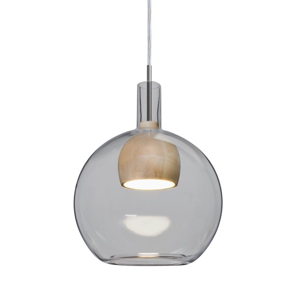 Besa Lighting Benji Cord Pendant, Smoke/Natural, Satin Nickel Finish, 1x9W LED 1JT-BENJISMNA-LED-SN - main